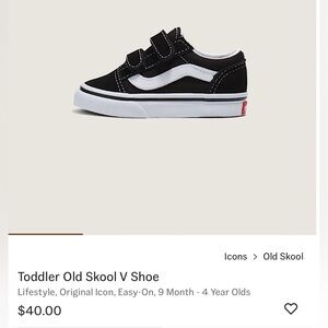 VANS: Old School Velcro Sneakers | TODDLER Size 7 - Black & White